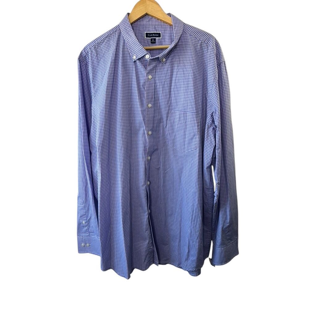 Club Room Pink & Blue Check Print Long Sleeve Button Down Shirt Men's 3XL New